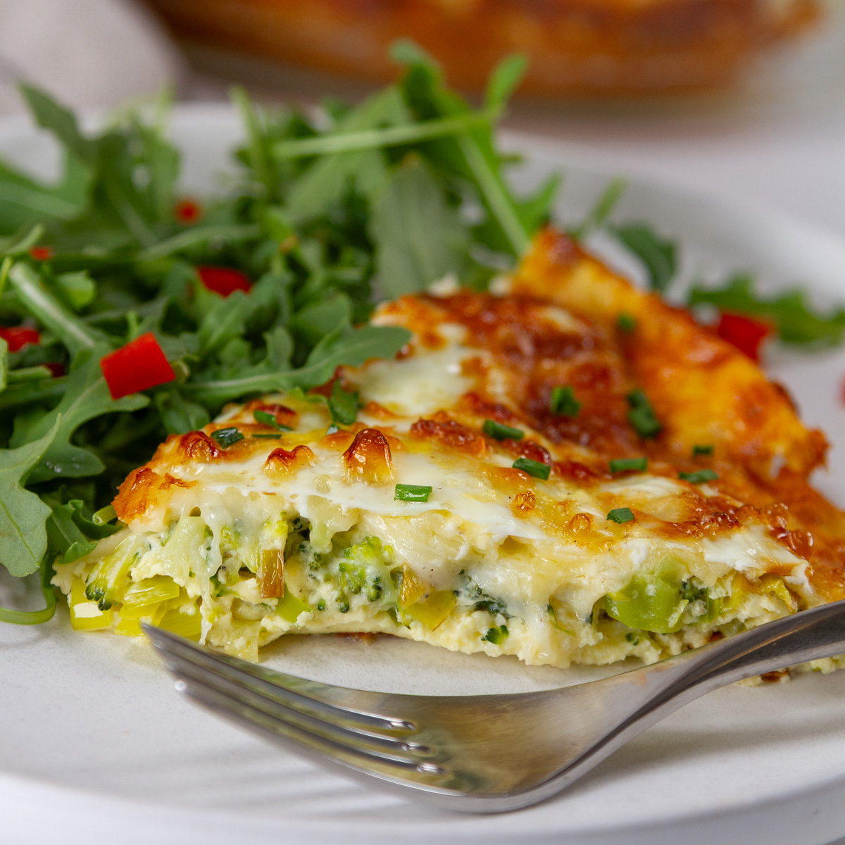 Broccoli Leek Crustless Quiche