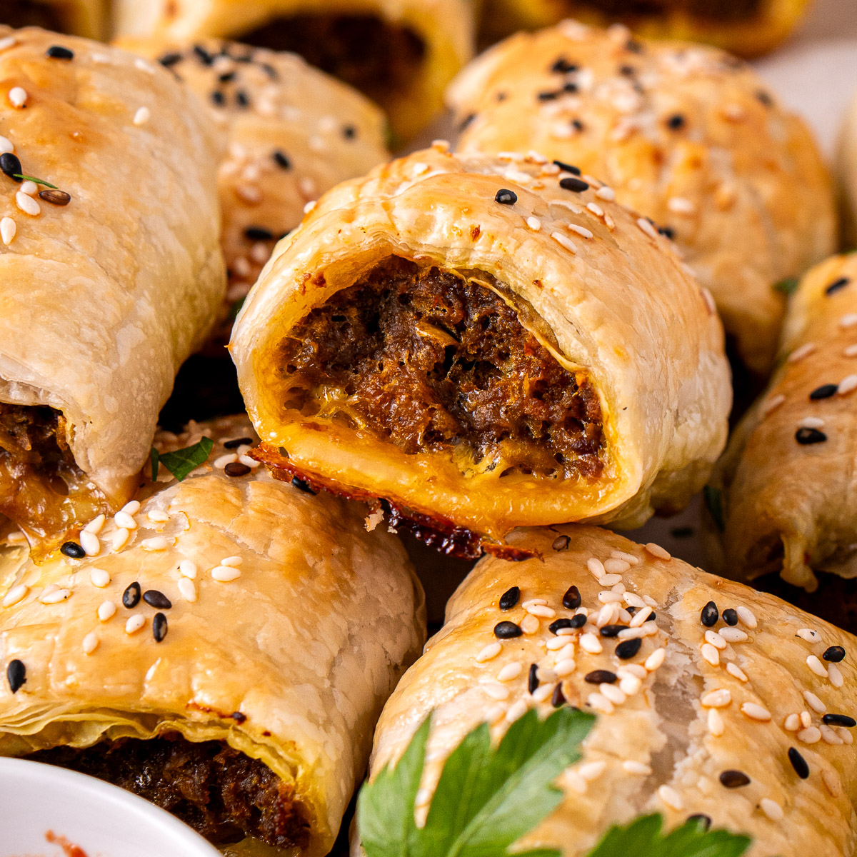 Curried Beef Sausage Rolls