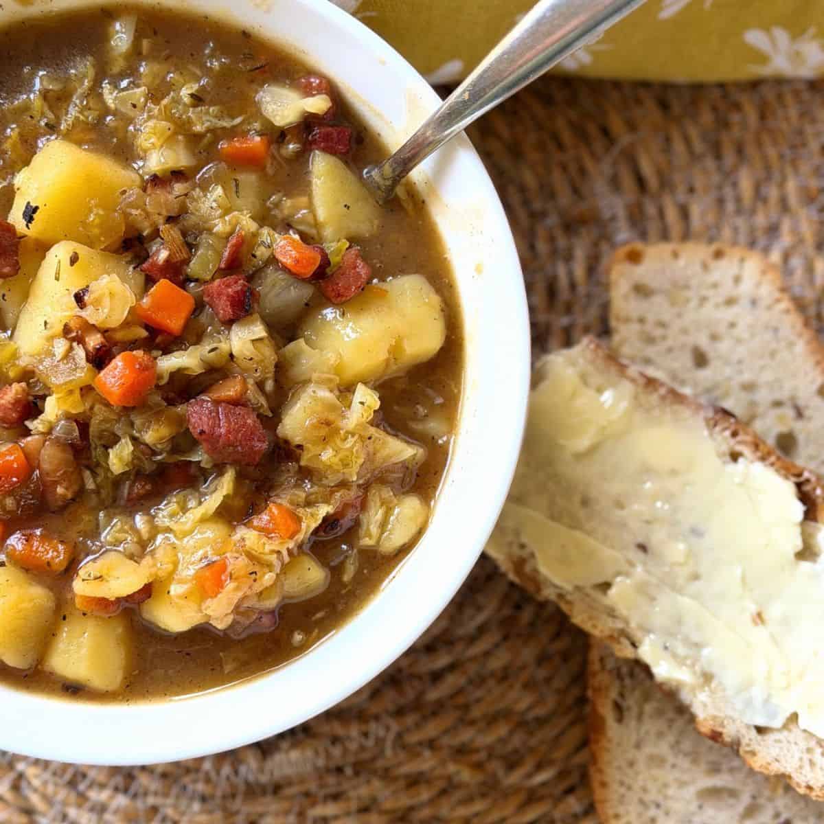 Irish Bacon, Cabbage & Potato Soup