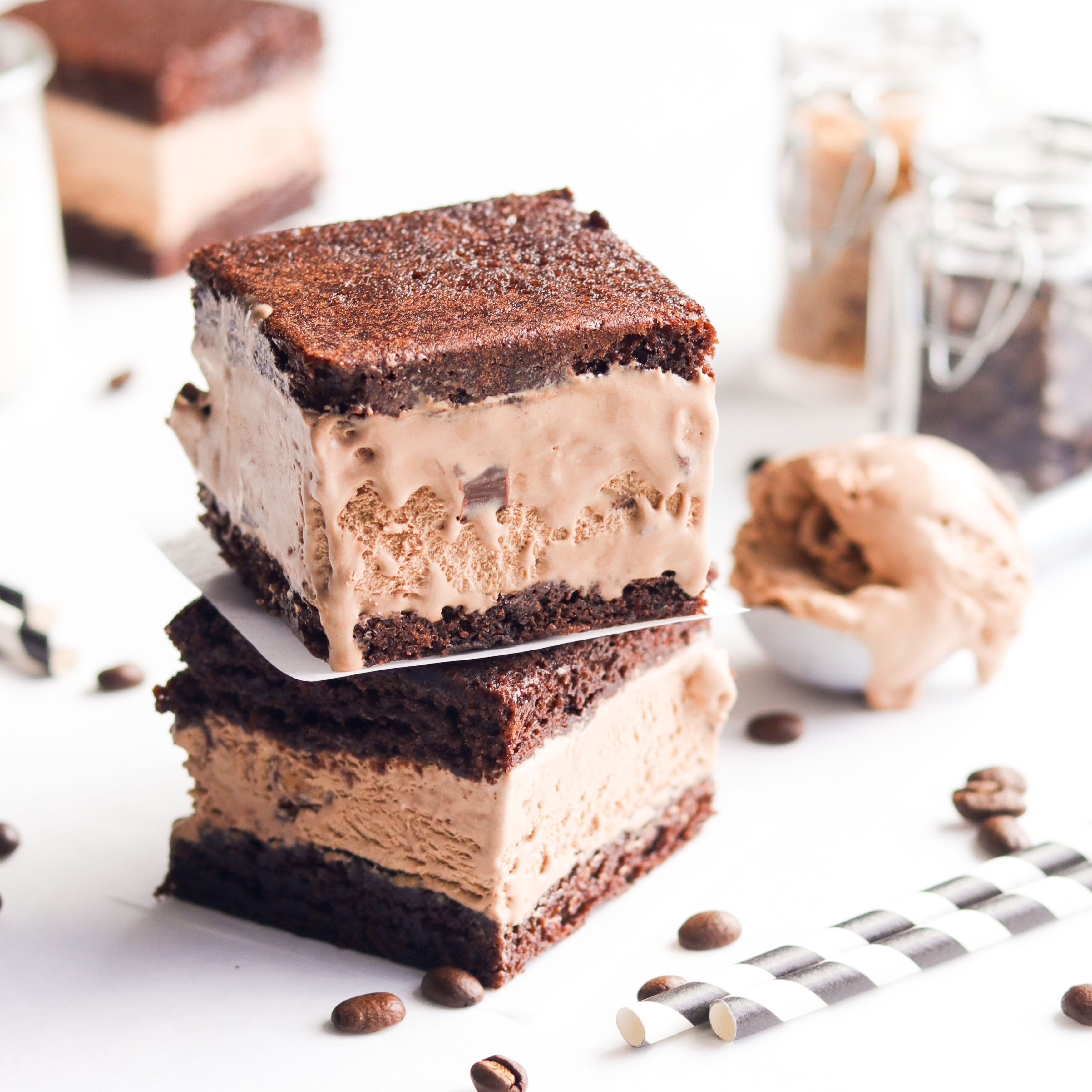 Mocha Brownie Ice Cream Sandwiches
