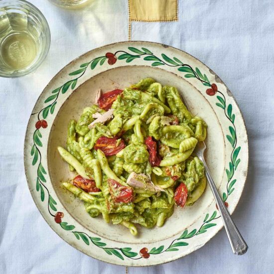 Mixed Pasta with Basil Pesto & Tuna