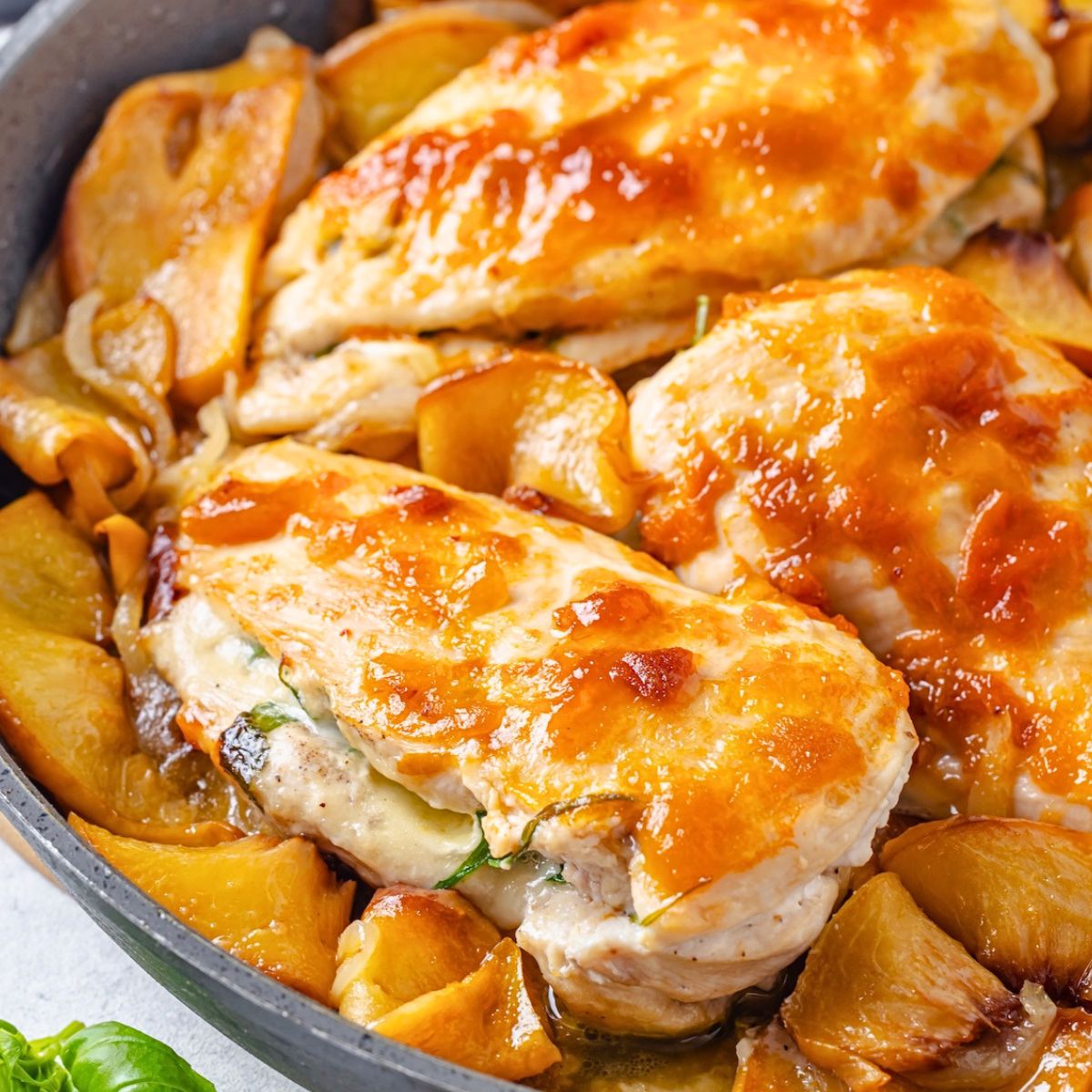 Peach Chicken with Brie Cheese
