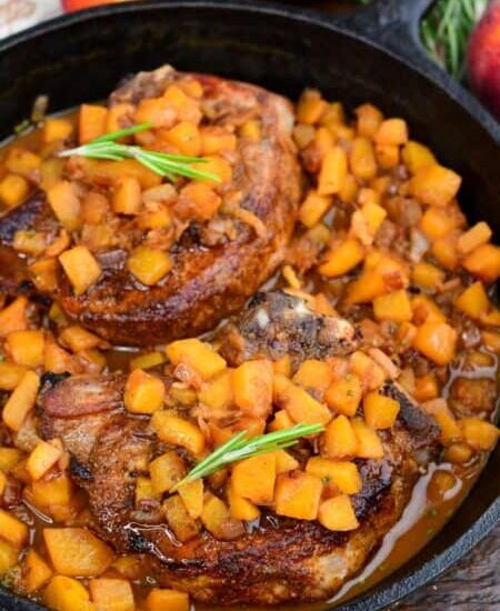 Roasted Pork Chops with Peach Sauce