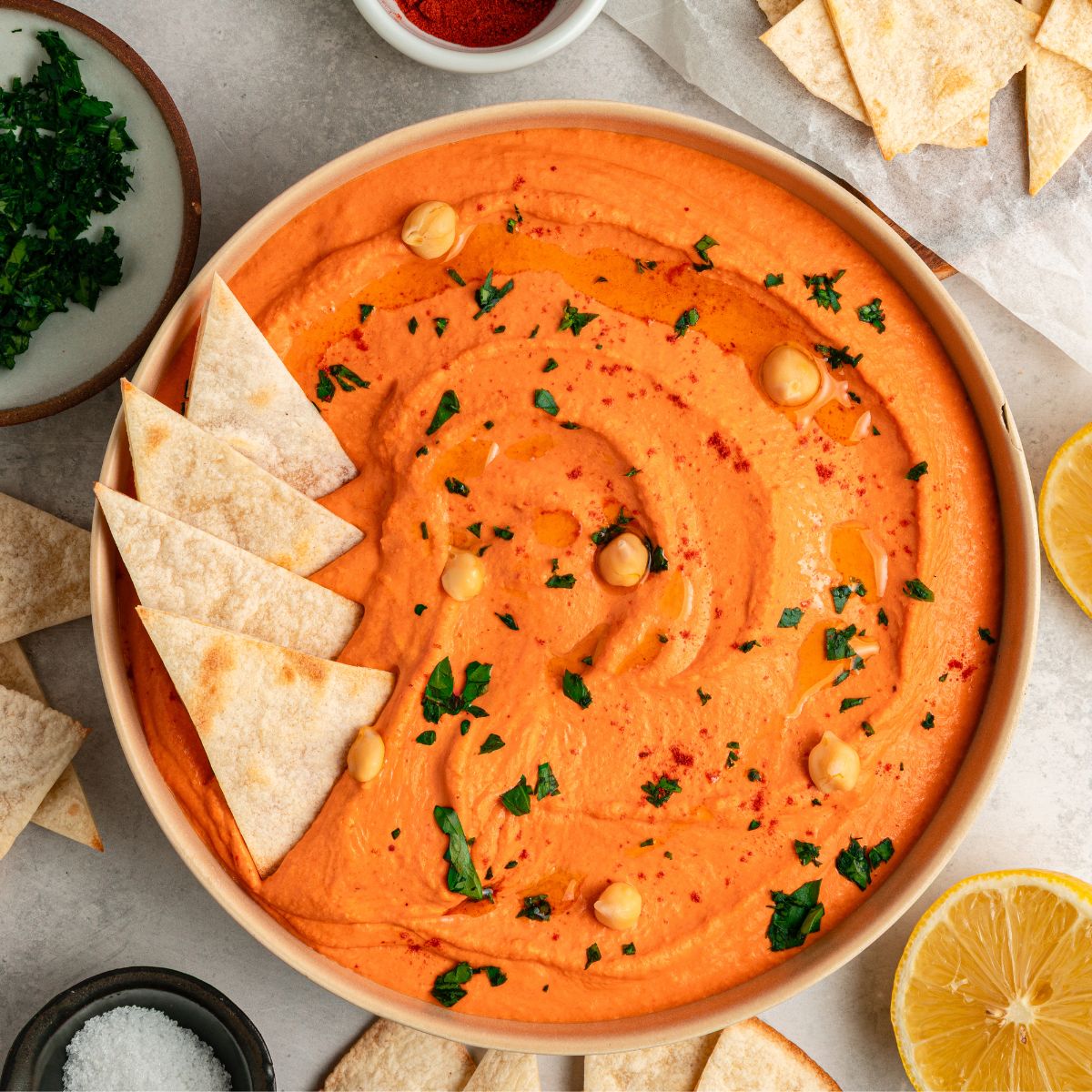 Roasted Red Bell Pepper Hummus