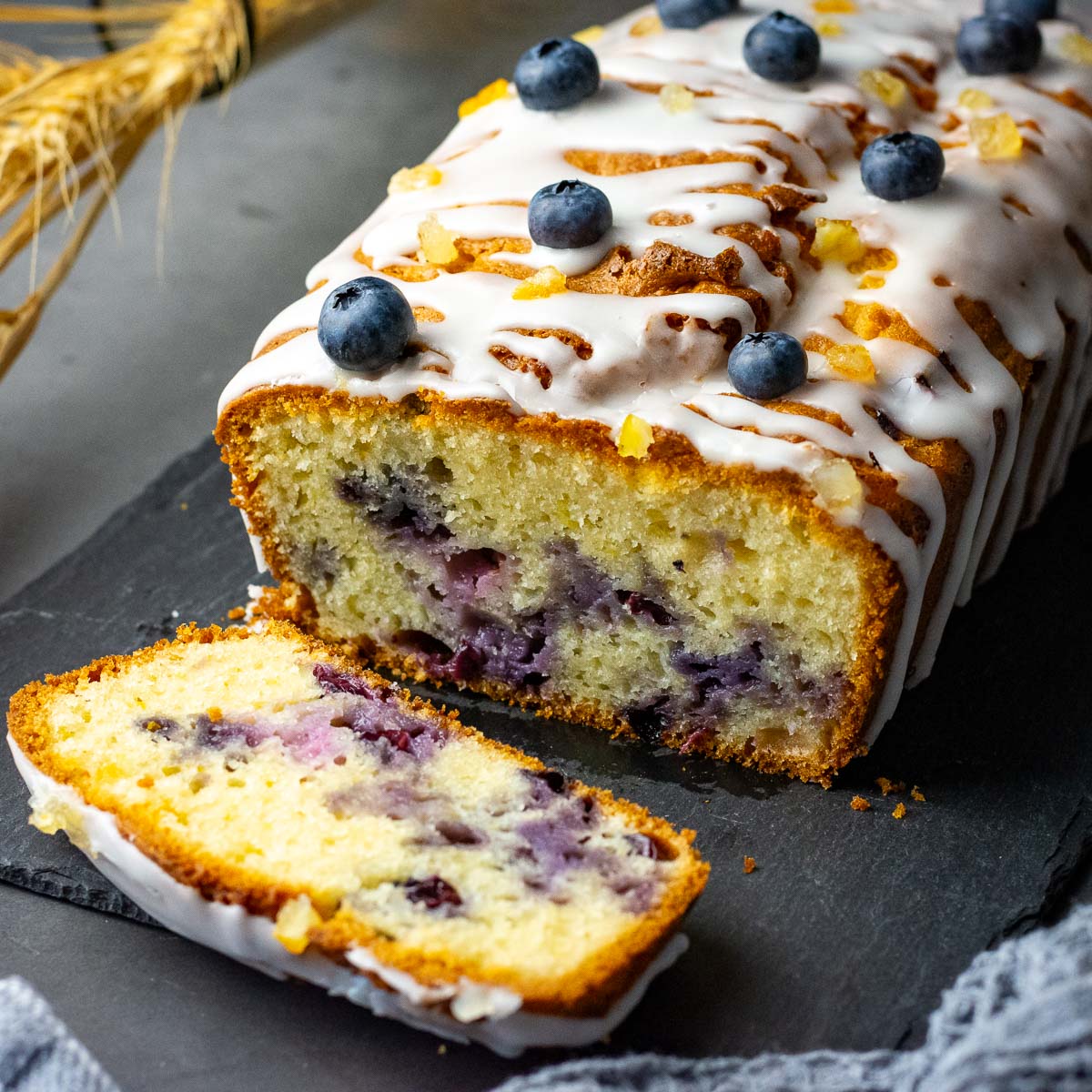 Lemon Blueberry Sourdough Loaf Cake