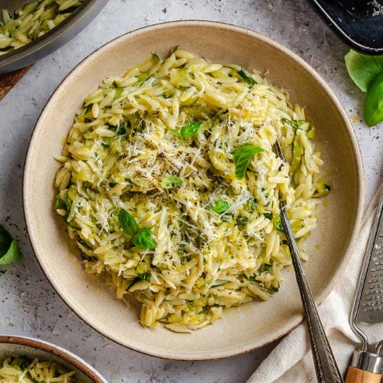 Zucchini Basil Orzo Pasta