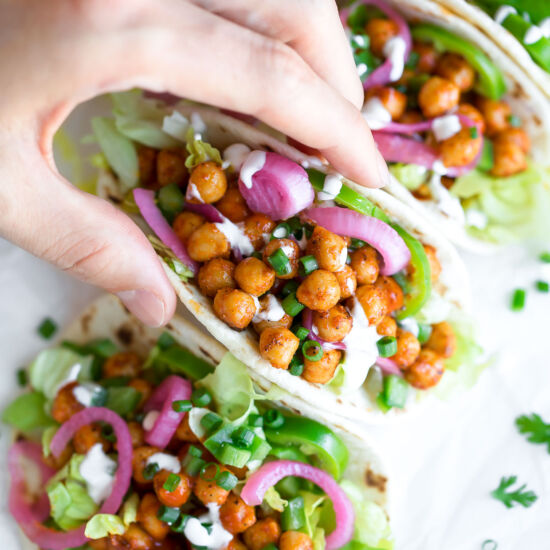 Buffalo Chickpea Tacos