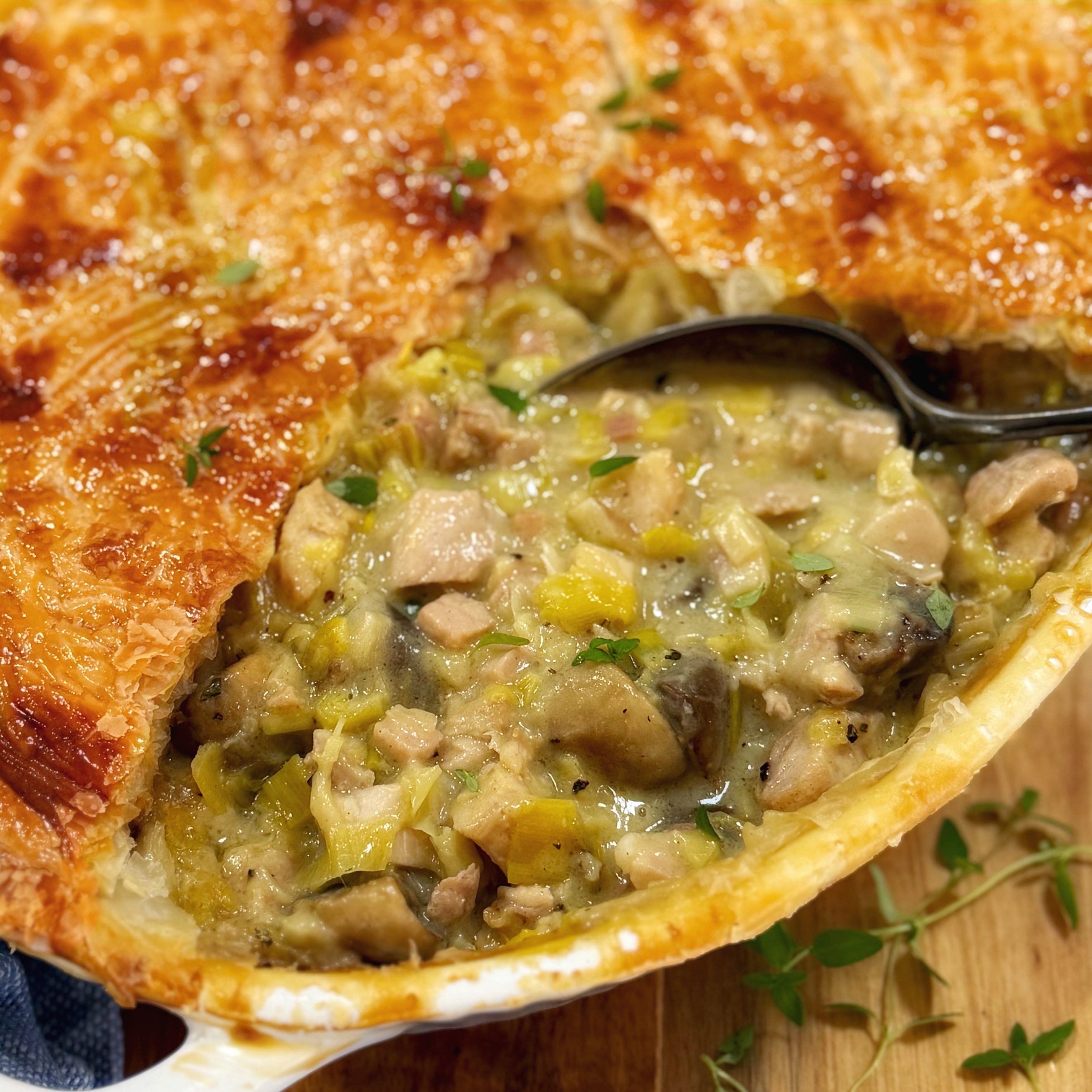 Chicken and Leek Pie with Mushrooms