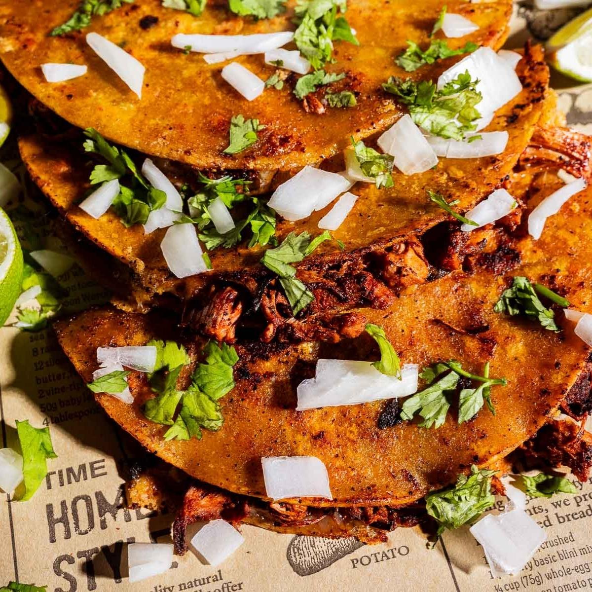 Crispy Jackfruit Birria Tacos