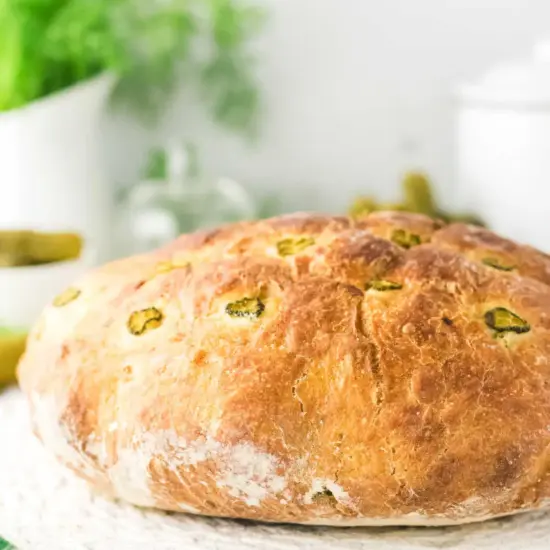 No-Knead Dutch Oven Pickle Bread