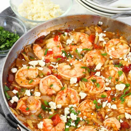 Orzo With Shrimp, Tomatoes & Feta