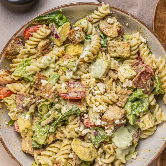 High Protein Chicken Avocado Pasta