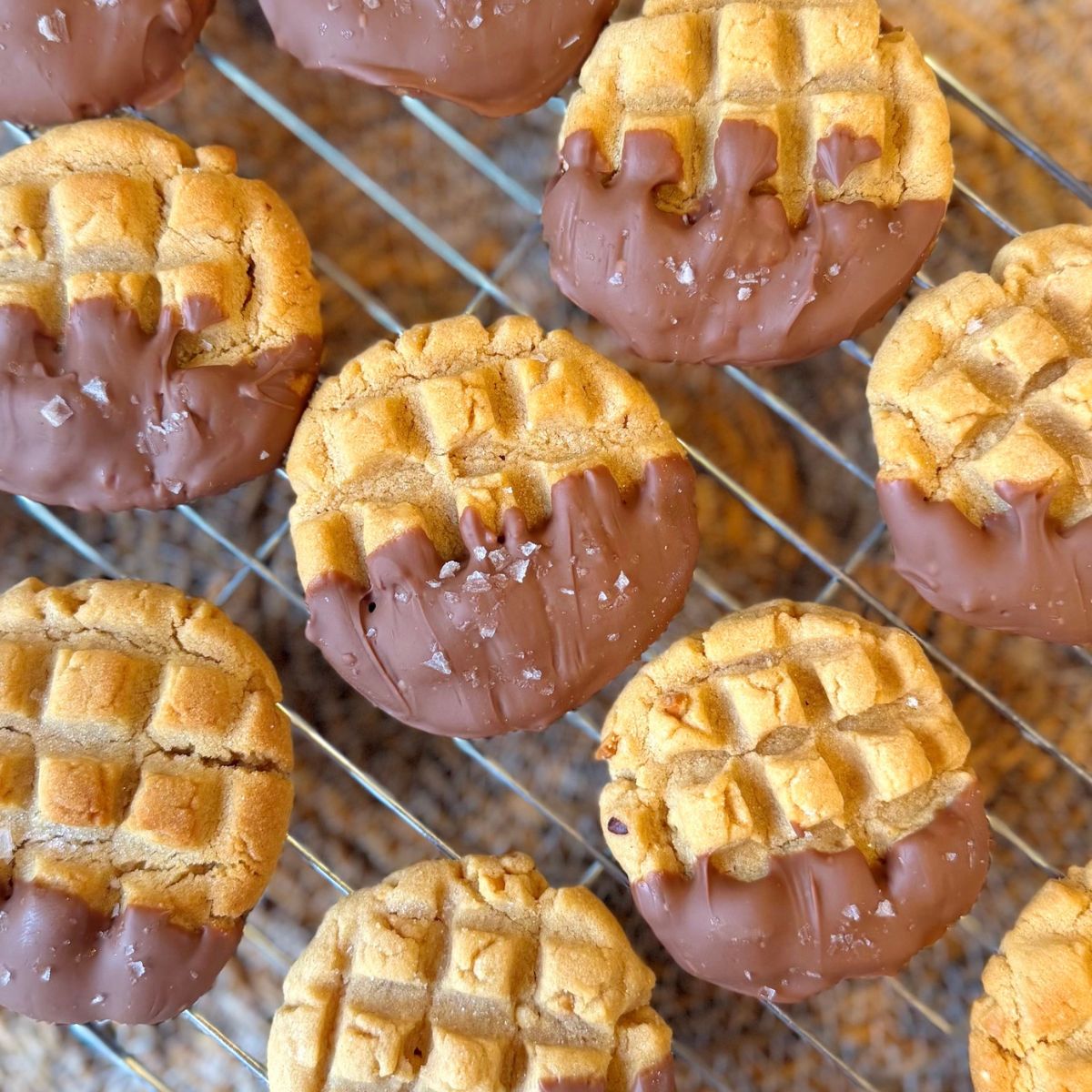 Chocolate Dipped PB Cookies