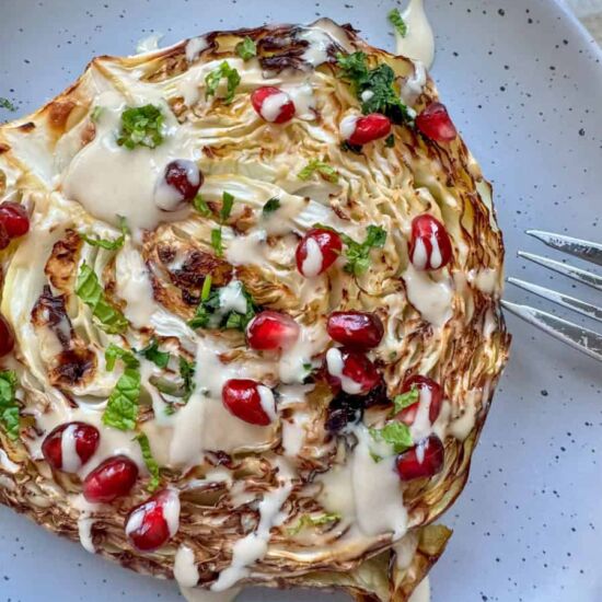 Cabbage Steaks with Tahini Dressing