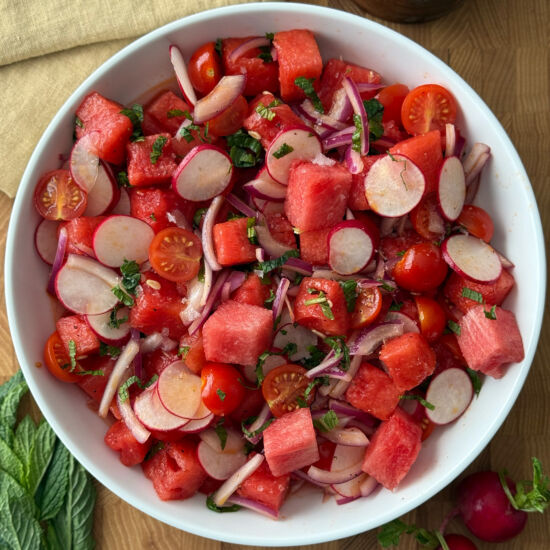 Watermelon, Tomato & Radish Salad