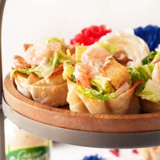 Crispy Shrimp Caesar Wonton Cups