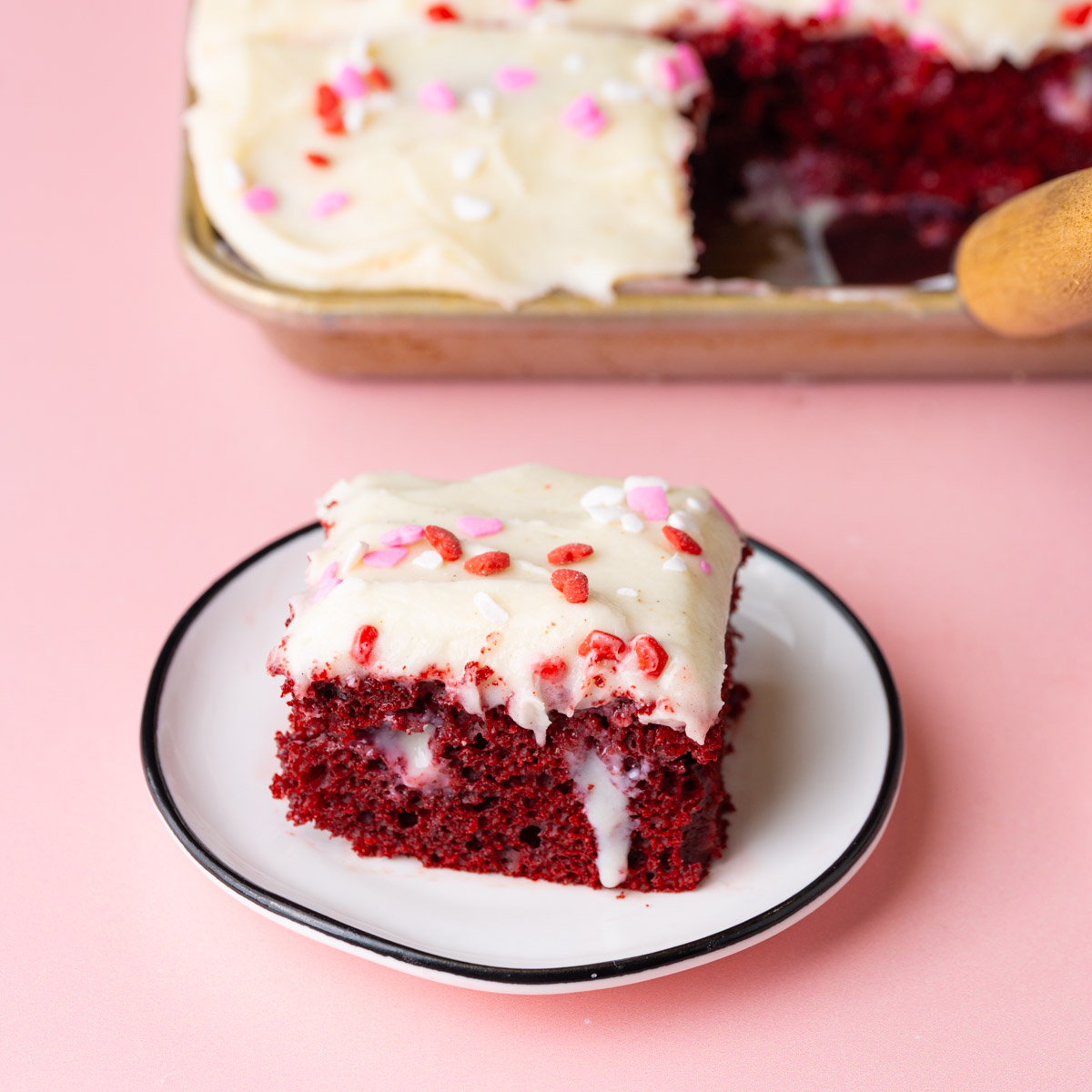 Moist Red Velvet Poke Cake