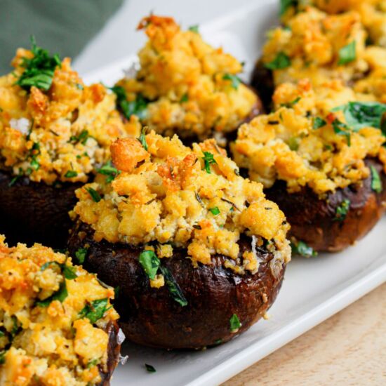 Creamy Tofu-Stuffed Mushrooms