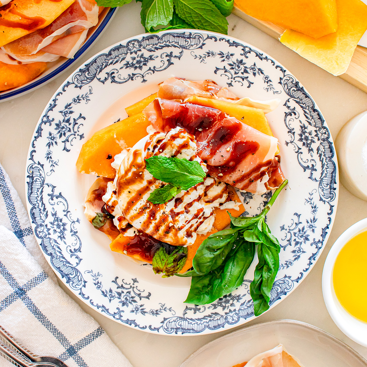 Cantaloupe Prosciutto Burrata Salad