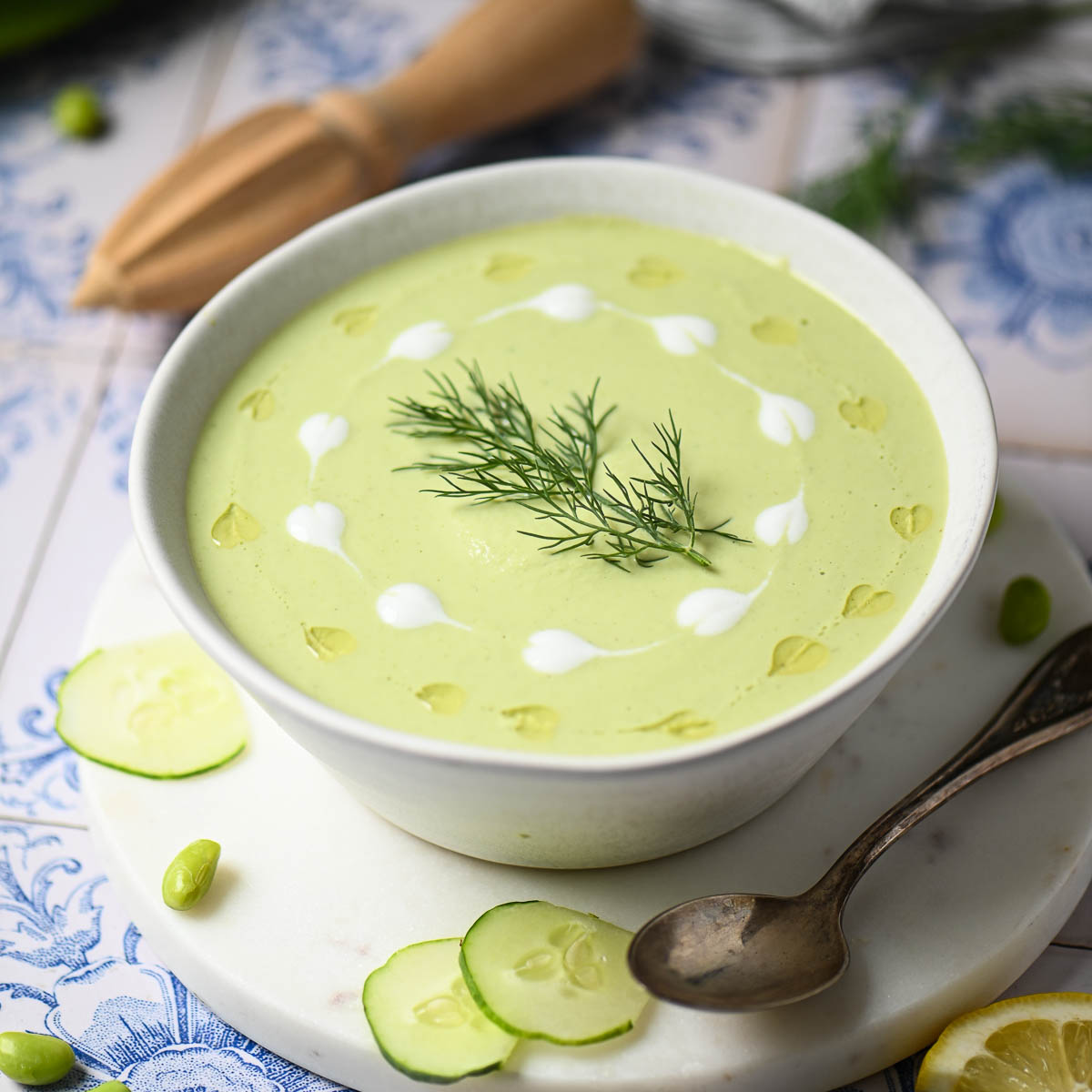 Chilled Cucumber Edamame Soup
