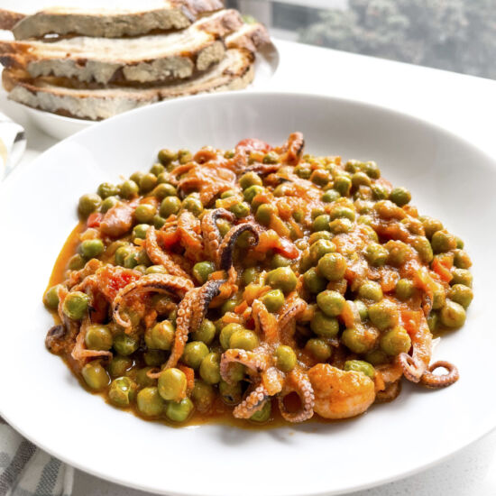 Cuttlefish with Green Peas
